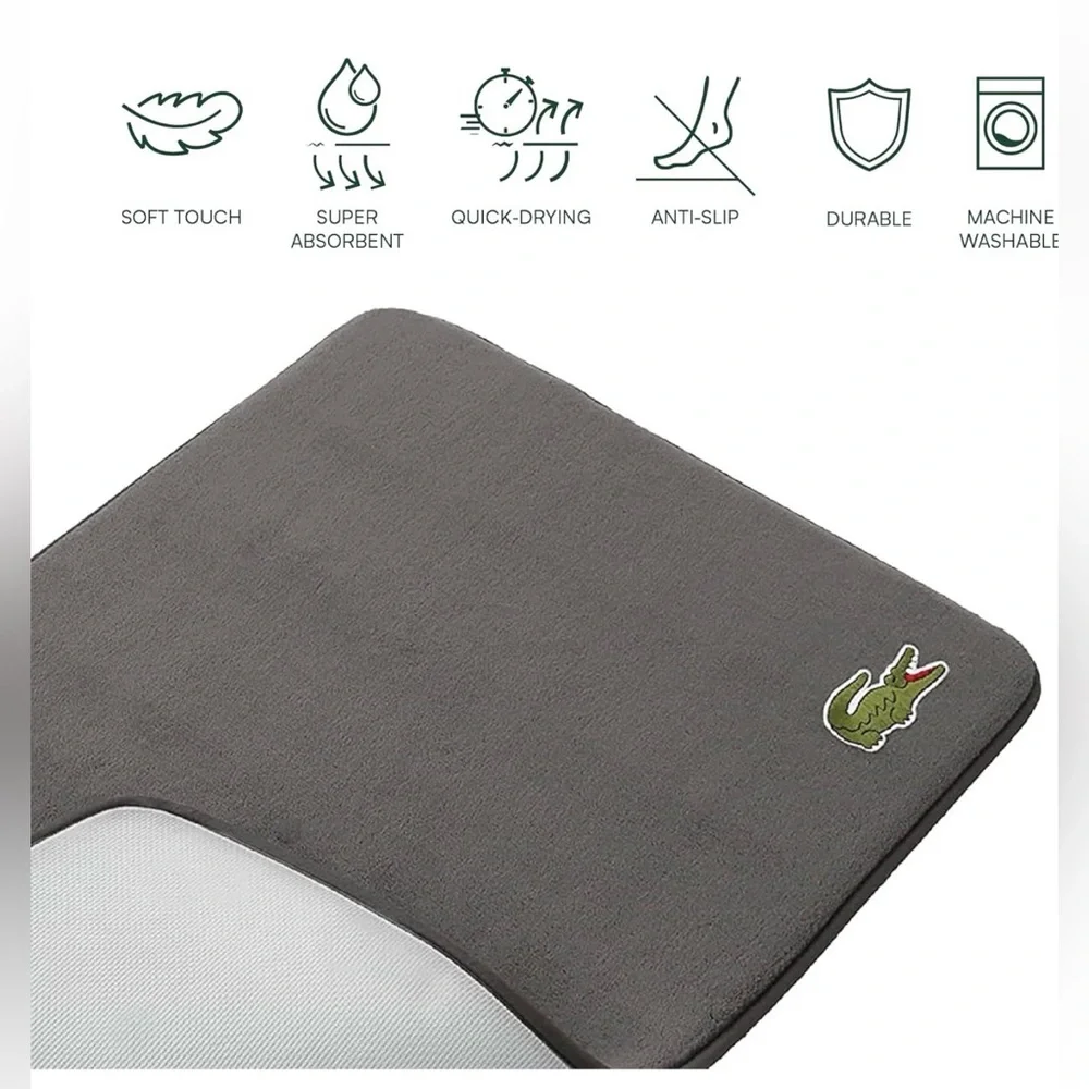 Lacoste Charcoal Memory Foam Bath Mat